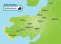 Karte der Mitfahrbänke auf Eiderstedt